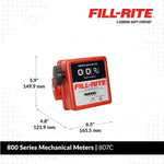 Fill-Rite Flow Meter, Use With Gasoline/Diesel/E15/Kerosene/B20 And Mineral Spirits, 5 To 20 GPM Flow, 3/4 in NPT Inlet And 3/4 in NPT Outlet - 807C