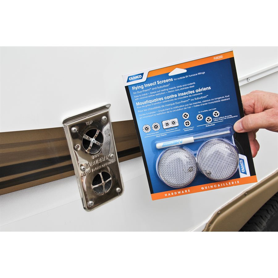Camco Bug Screen - RV Appliance, 2-7/8 in Diameter x 1-5/16 in Depth, Stainless Steel, Pack Of 2 - 42141