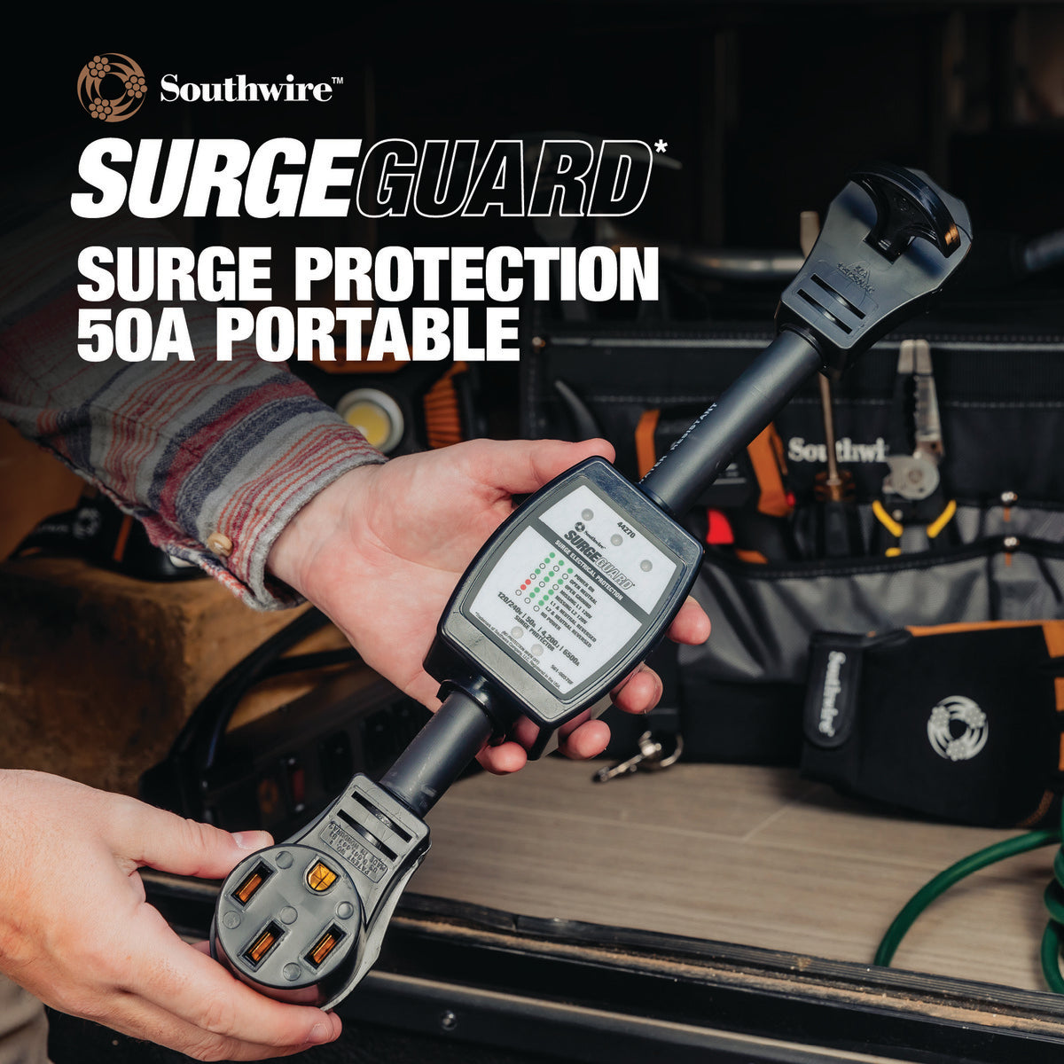 SouthWire Corp. Surge Protector, 50 amp, 4200 Joules Of Power Surge Protection, 120/240 V - 44270