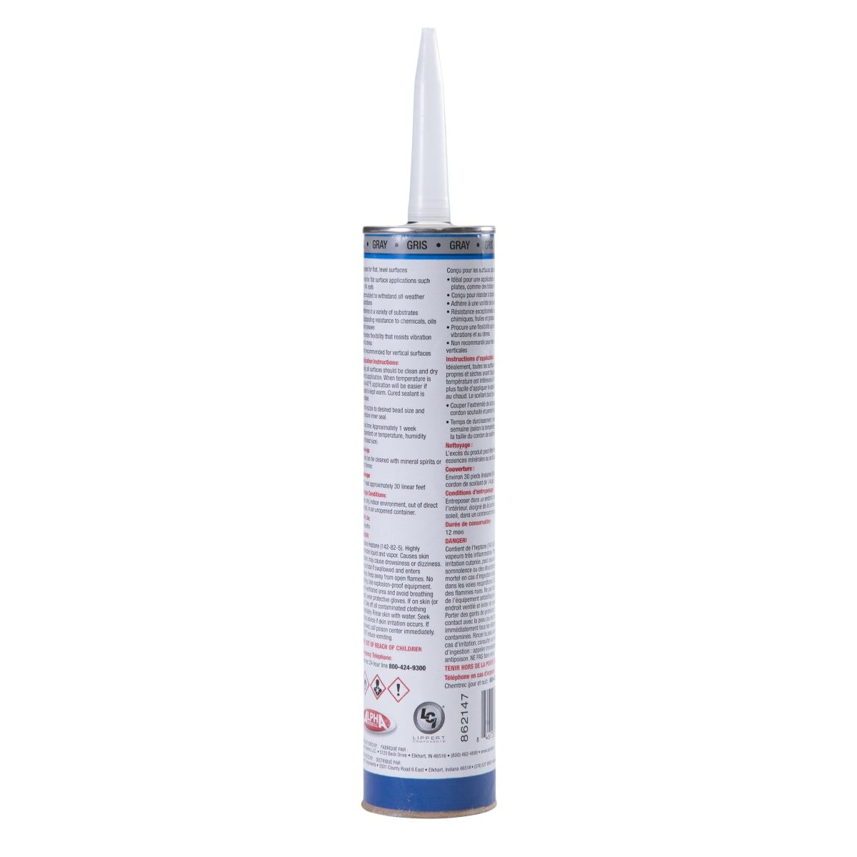 Lippert Caulk Sealant, 1021 Low VOC/Alpha Systems N102101TLCI, 10.3 oz Cartridge - 862147