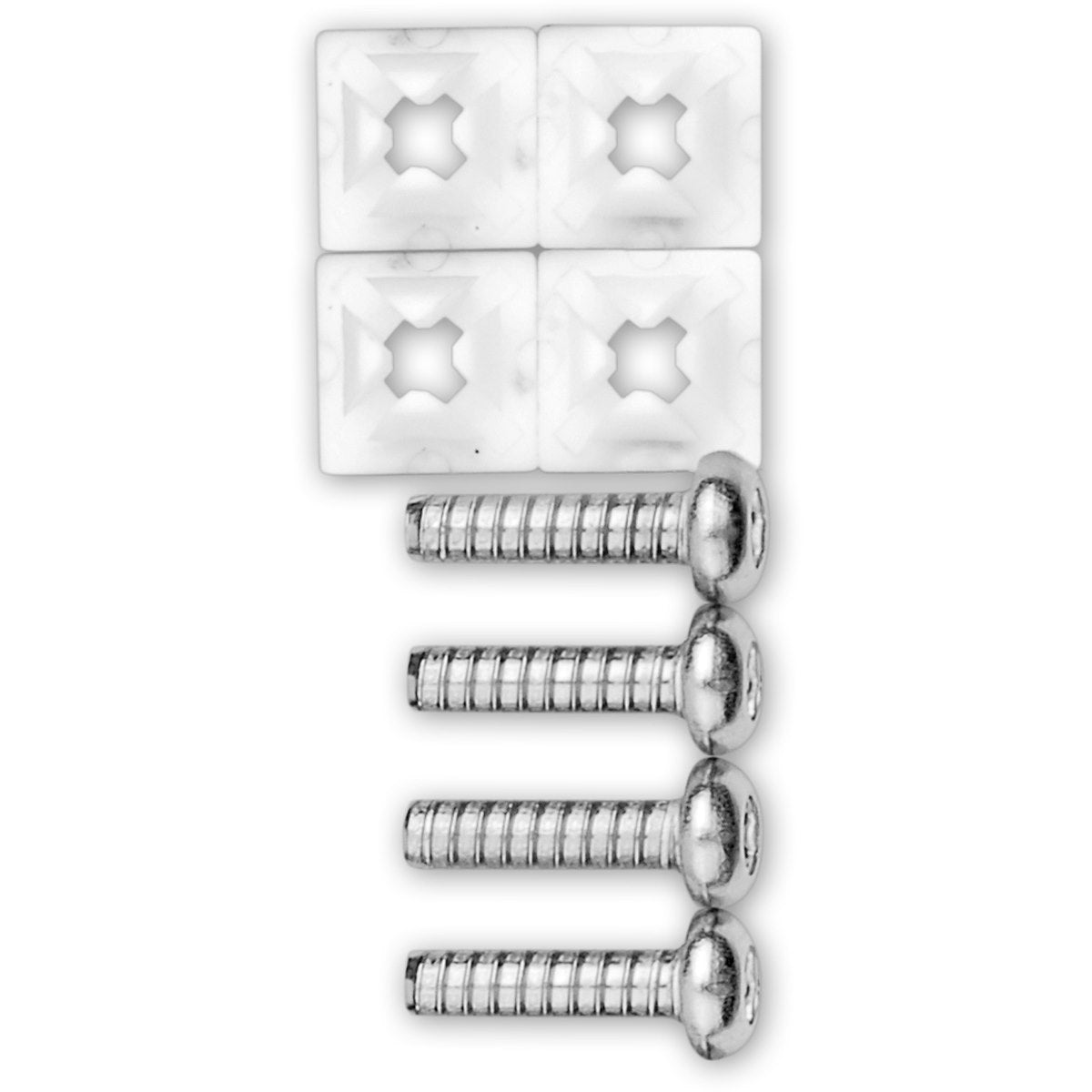 Cruiser License Plate Mounting Hardware, Standard Zinc Plated Steel, With Four Standard #2 Phillips Fasteners And Four Screw Grommets - 80230
