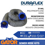 Duraflex Sewer Hose, 30 ft Extended Length, 106 in Compressed Length, 3 in Hose Diameter - 22007