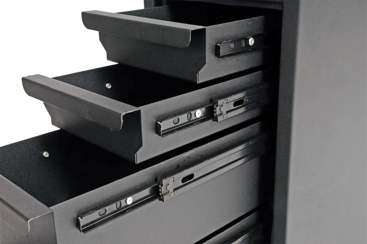 Dee Zee Tool Box, Wheel Well With 5 Drawers, Black Powder Coated Steel, 20.5 in Length x 8.5 in Width x 18.88 Height - DZ95D
