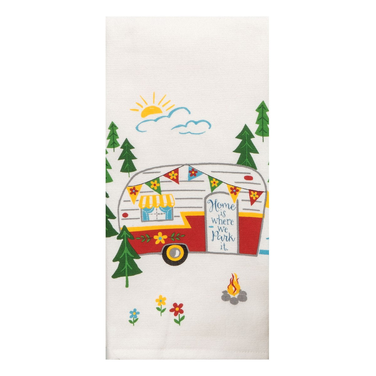 Kay Dee Designs Towel, 16 in Length x 26 in Width, White Happy Camper - R4250