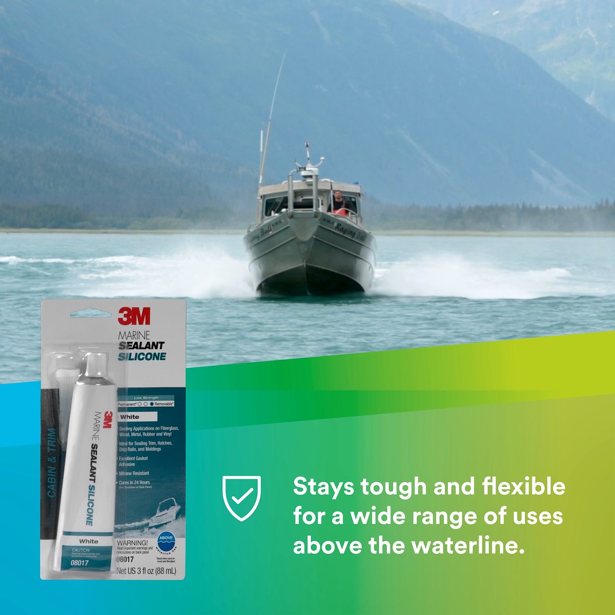 3M Adhesive Sealant, 3 oz Tube, White, 5 To 10 Minutes Tack Free Time - 08017