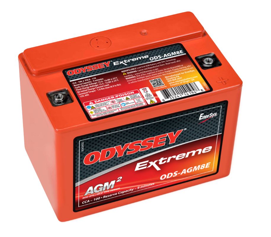 Odyssey Battery Battery, Extreme Series, 12 V, 100 Cold Cranking amp/310 Pulse Hot Cranking amp - ODS-AGM8E