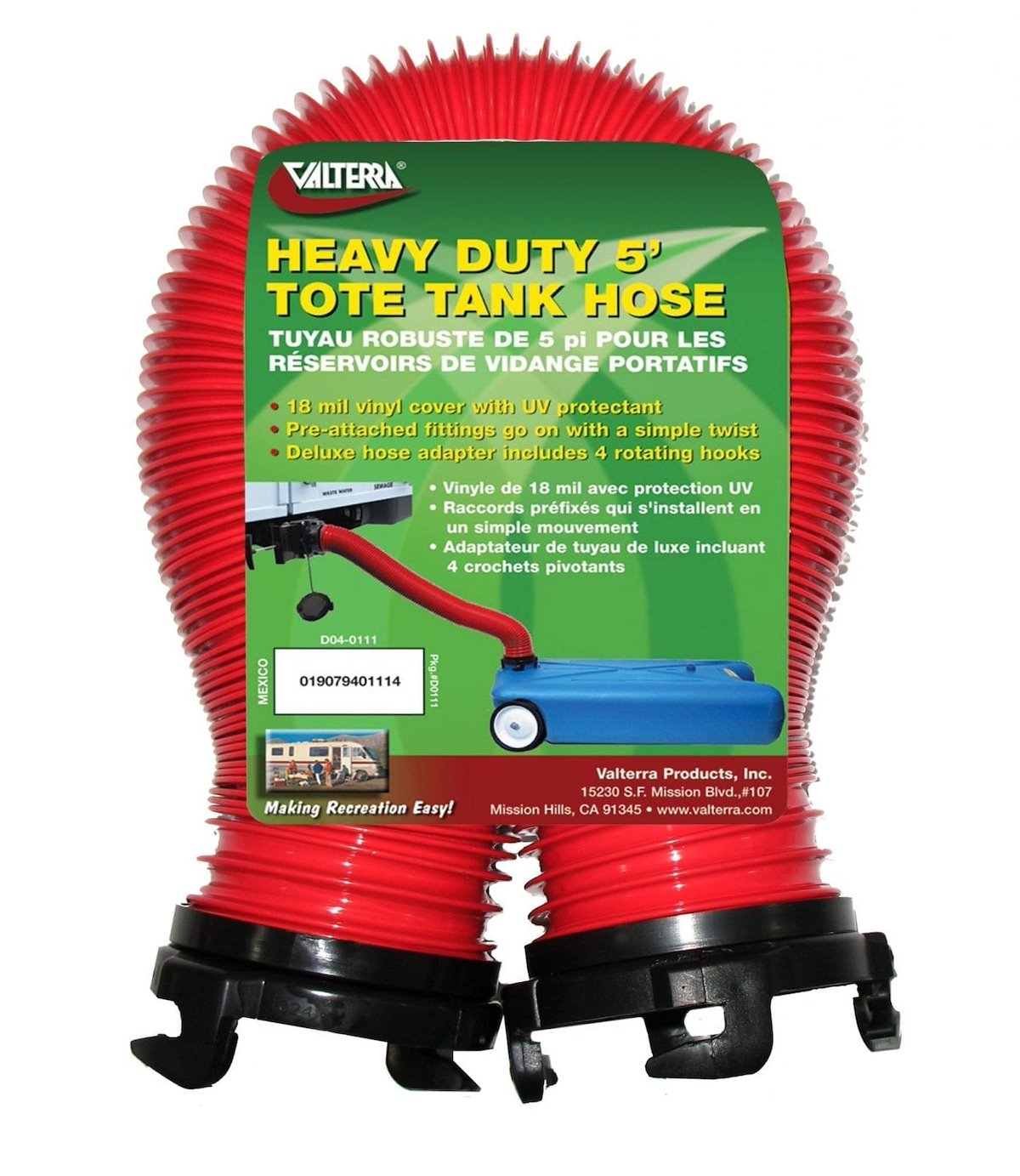 Valterra Sewer Hose, 5 ft Extended Length, 3 in Diameter, 18 Mil Vinyl - D04-0111