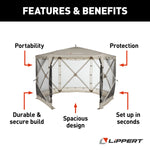 Lippert Portable Canopy, 92-1/2 in Height x 143-3/4 in Diameter, 107 Square ft Space For 4 To 6 People, 11 Millimeter Fiberglass Poles - 2021123289