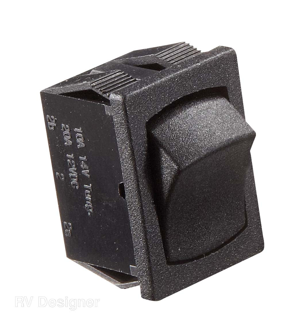 RV Designer Multi Purpose Switch, 10 amp Max, 0.508 in x 0.756 in Cutout, Black - S431