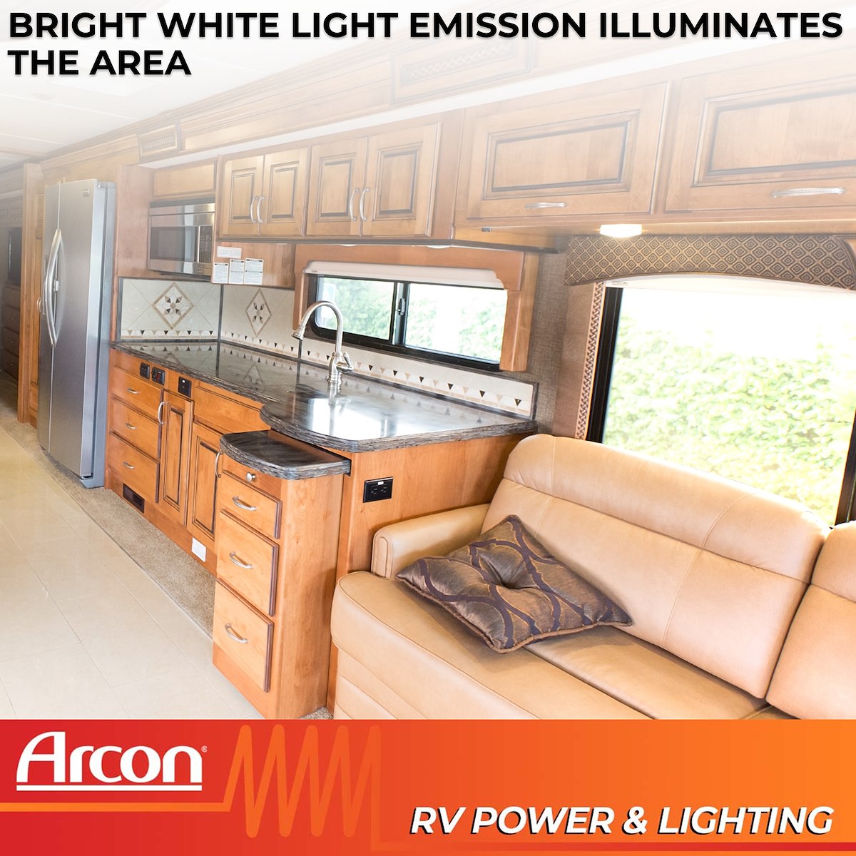 Arcon Interior Light - LED, White Lens, 7-1/4 in Length x 4.95 in Width, Bright White SMD LED - 20725N