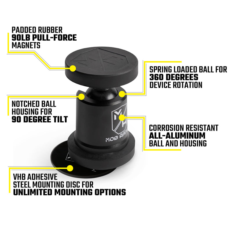 Mob Armor Cell Phone Mount, 90 lb Capacity Magnetic Mount, Blue, Billet Aluminum - MOBN-MX-BLU