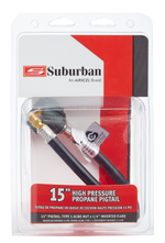 Suburban Mfg Propane Hose, 1/4 in Inside Diameter Pigtail Connector, Type 1 ACME Nut x 1/4 in Inverted Male Flare Connector, 15 in Length - 523007