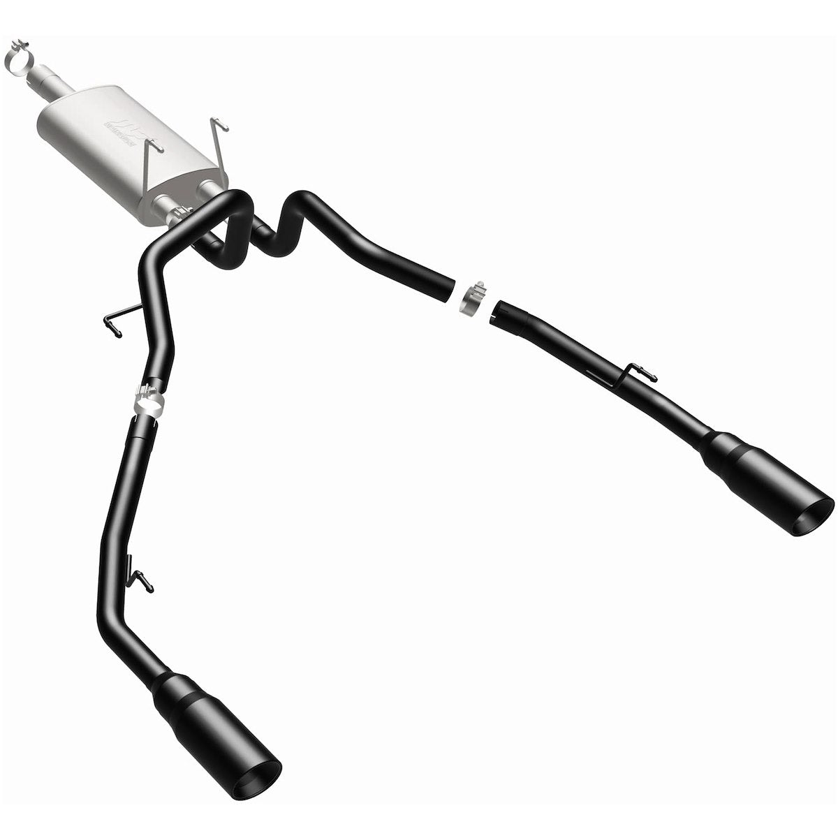 MagnaFlow Exhaust System Kit, Stainless Steel, 3 in Pipe Diameter, 5 in Black Stainless Steel Tips - 15363
