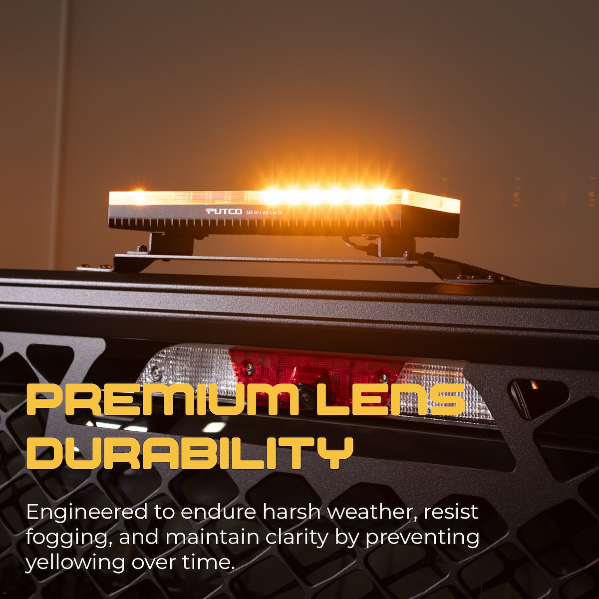 Putco Warning Light, 12 in Length x 4 in Width, LED Strobe, Dual Zone Amber And White - 960112