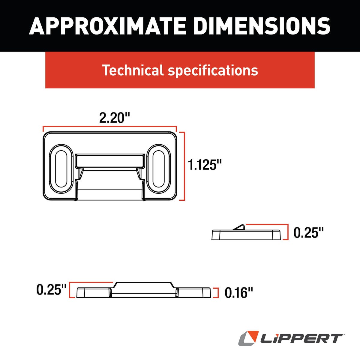 Lippert Screen Door Latch Striker Plate, Black - 198287