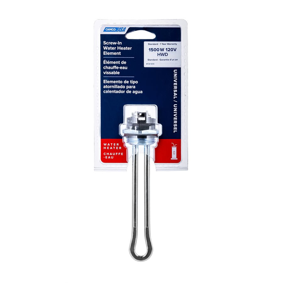 Camco Water Heater Element, 1500 Watt, 120 V, 9 in Minimum Tank Diameter - 02143