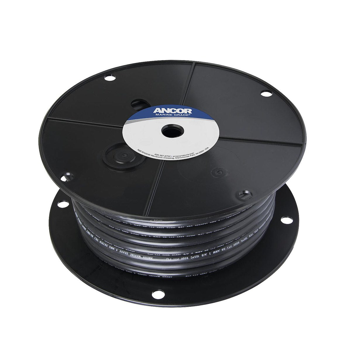 Ancor Battery Cable, Black Negative, 100 ft Spool, 4 Gauge Auxiliary Wire - 113010