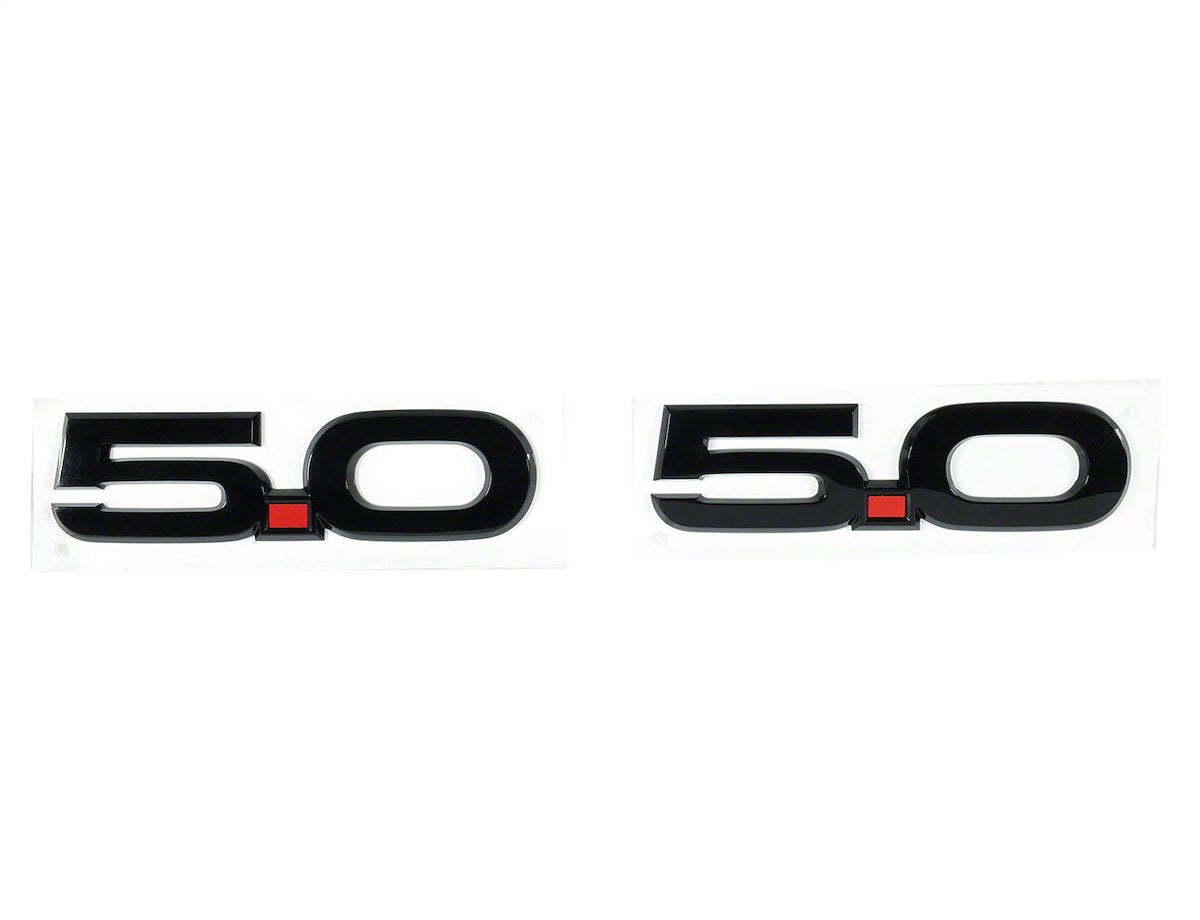 Ford Performance Emblem, For Mustang 5.0, With Right and Left Side 5.0 Emblems, Black 5/Red Point/Black 0, Set Of 2 - M-1447-M50AB