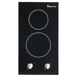 Magic Chef Stove, Black, 12 in Width x 2 in Height x 21-1/2 in Depth, 2 Burner - MCSCTE12BG2