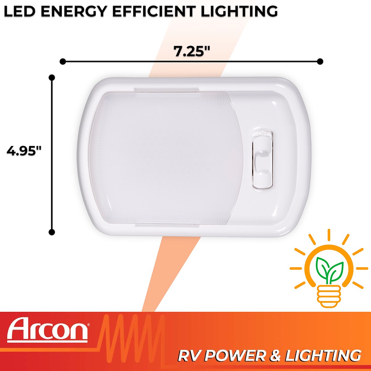 Arcon Interior Light - LED, White Lens, 7-1/4 in Length x 4.95 in Width, Bright White SMD LED - 20725N