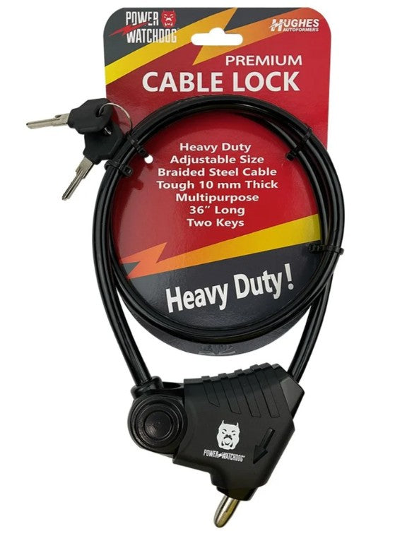 Hughes Auto Cable Lock, 3 ft Length, Black - LOCK