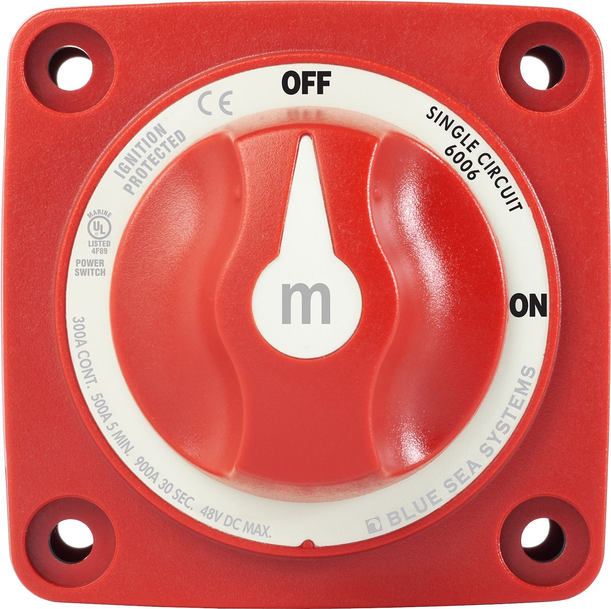 Blue Sea Battery Disconnect Switch, 48 V DC, 300 amp, Red - 6006-BSS