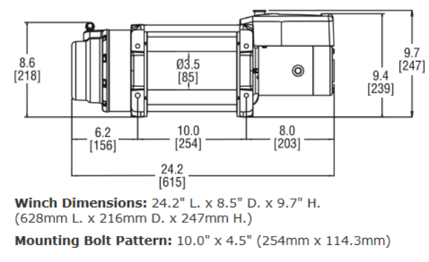 Warn Winch, 16.5ti-S, 12 V Electric, 16500 lb Pull Line Capacity - 97740