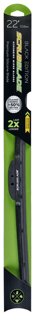 Scrubblade Windshield Wiper Blade, Black Edition, 22 in Length, Black - PB2200