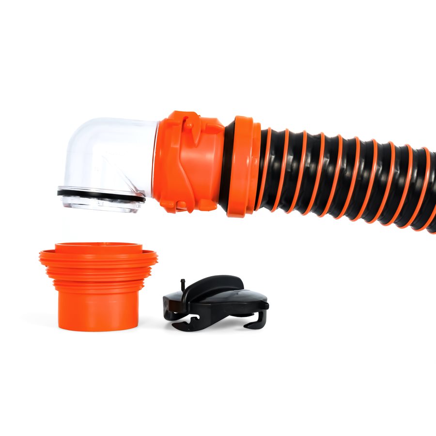 Camco Sewer Hose, 15 ft Extended Length, 3 in Diameter, Black Hose - 39861