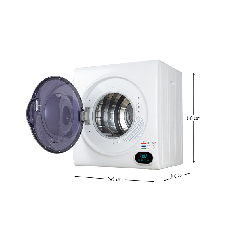 Pinnacle Appliances Clothes Dryer, 24 in Width x 28 in Height x 22 in Depth, White, Stainless Steel Drum - 21-852W