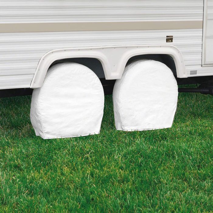 Classic Accessories Tire Cover, For 24 in To 27 in Wheel Diameter/8.5 in Tire Width, Snow White, Pack Of 2 - 76240
