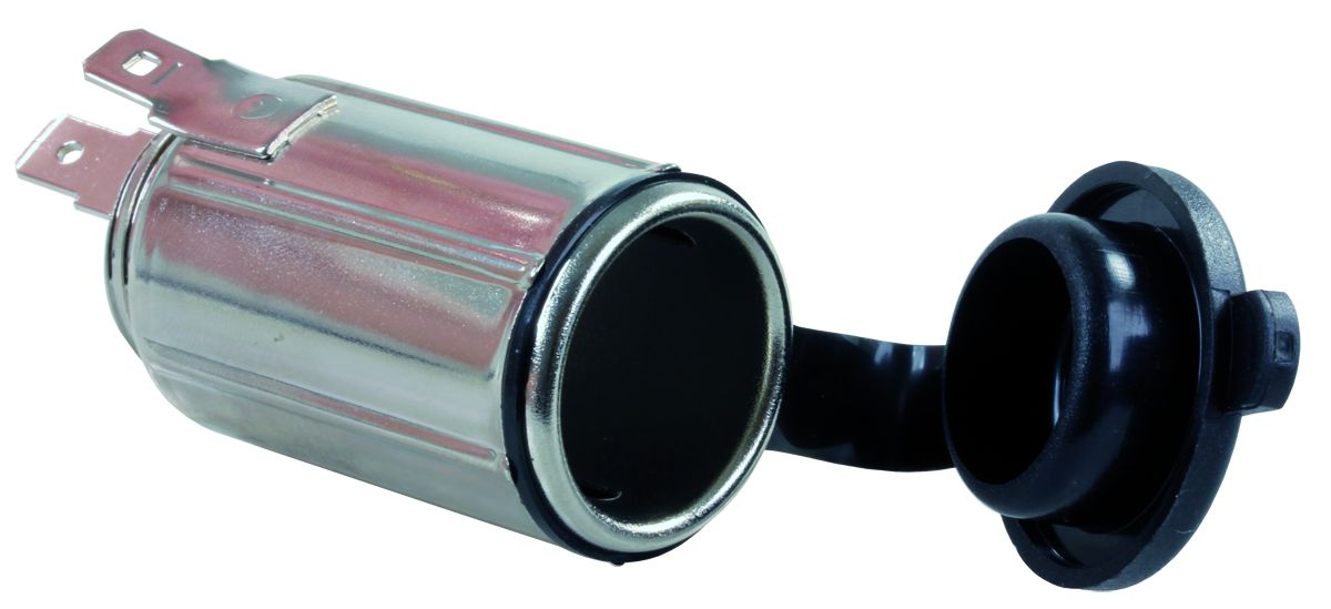 JR Products Power Port Socket, For 12 V Charging, 7/8 in Mounting Hole, 1 in Outside Dimension - 15125