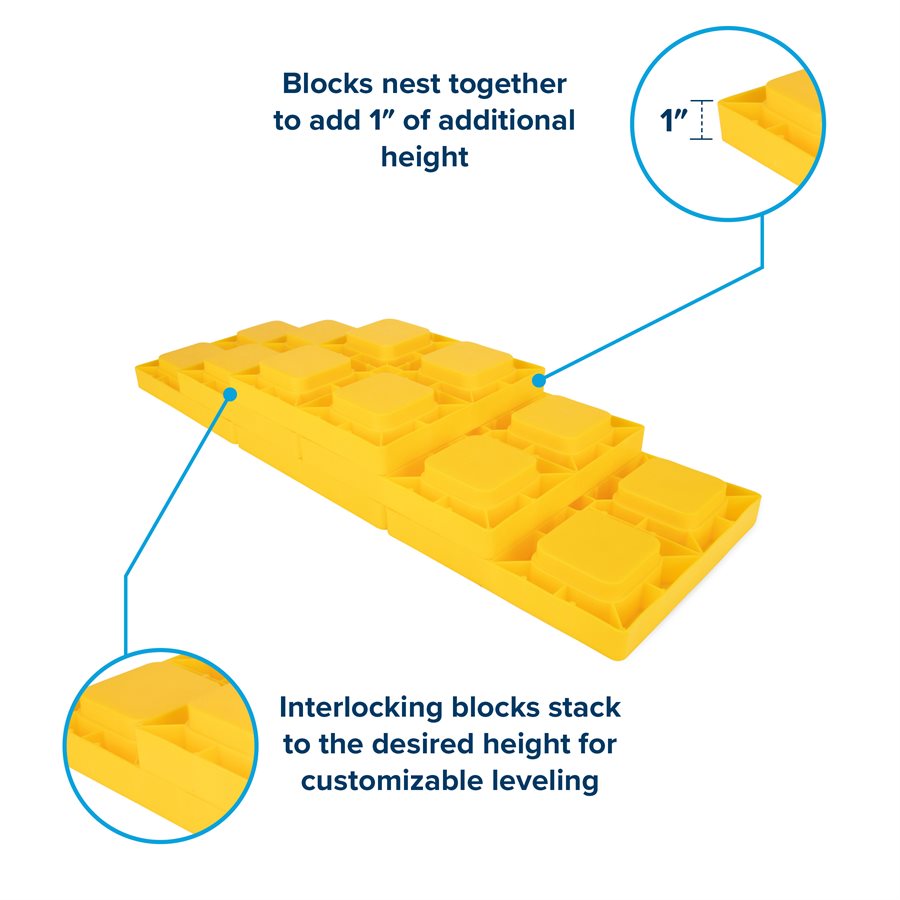 Camco Leveling Block, 8-1/4 in Length x 8-1/4 in x 1 Height, 4000 lb Capacity, Set Of 10 - 44505