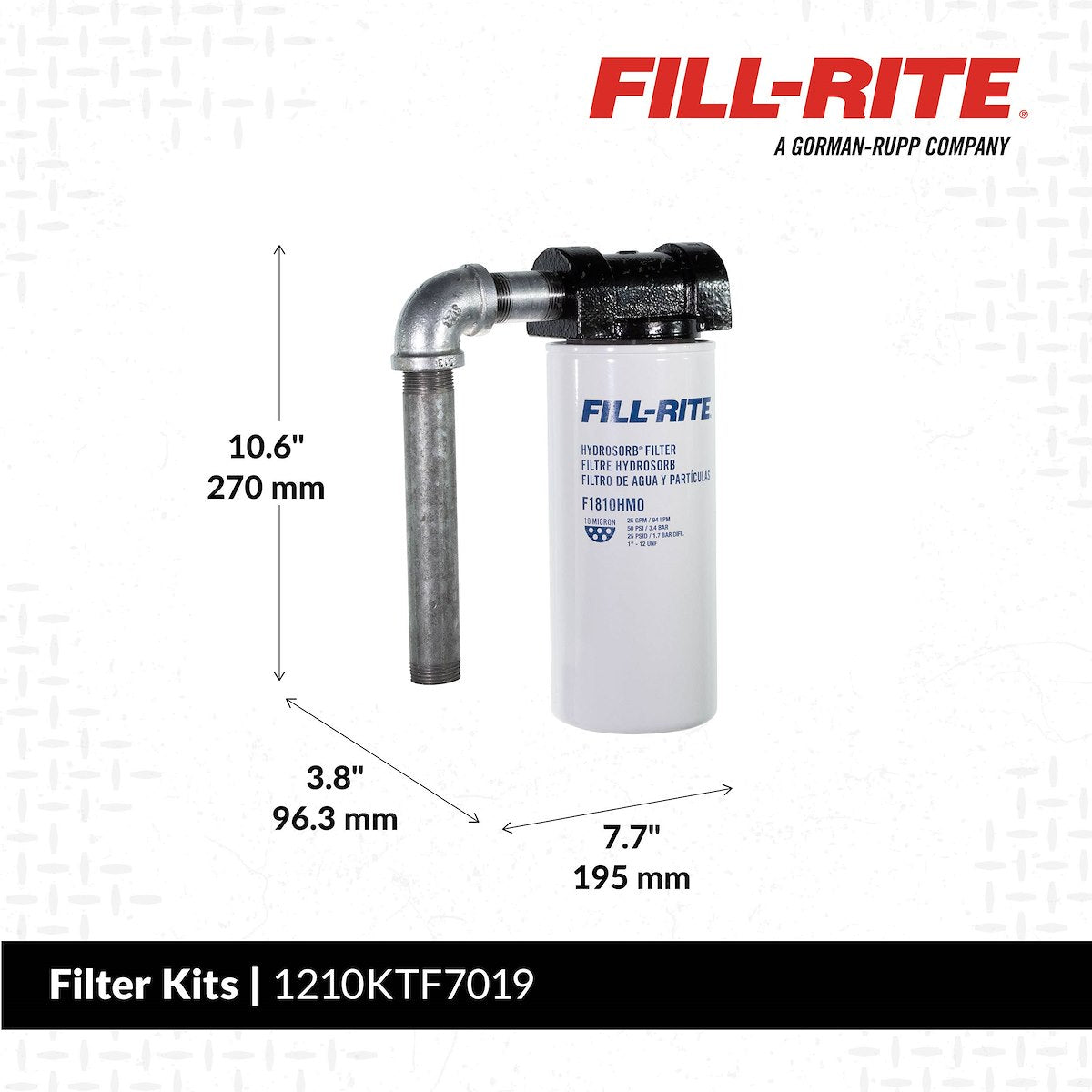 Fill-Rite Liquid Transfer Tank Pump Filter, Used For Fill Rite FR1210C/FR1202/FR610 Liquid Transfer Tank Pump, Filters To 10 Microns - 1210KTF7019