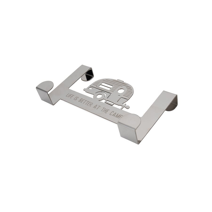 Camco Towel Rack, Fits Doors Up To 3/4 in Thick, 8-1/2 in Length x 4-5/8 in Width x 2-1/4 in Depth, Stainless Steel - 53381