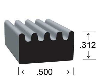 Clean Seal Multi Purpose Weather Stripping, 50 ft Length x 1/2 in Width x 0.312 in Thickness, Black - 2897H2-50