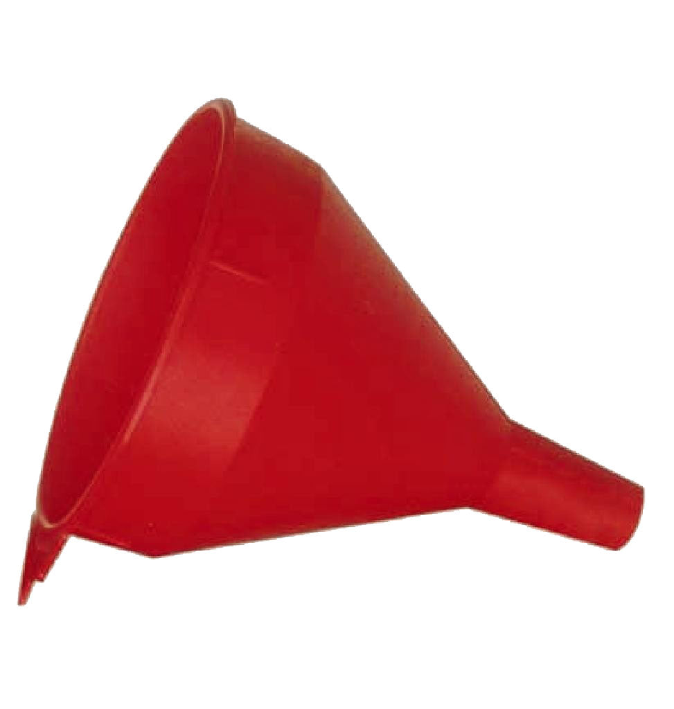 WirthCo Funnel, 8-1/4 in Top Inside Diameter x 10-1/2 in Overall Height, 1-5/16 in Spout Outside Diameter x 1-5/8 in Spout Length, Red - 32006