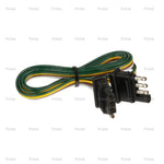 Pollak Trailer Wiring Connector, 4-Way Flat Male to Female, 60 in Wire Loop - 12-413E