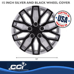 Coast2Coast Wheel Cover, 15 in, 10 U Spoke, Black/Silver, Set Of 4 - 105115SB