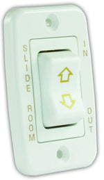 JR Products Slide Out Switch, 5 Pin Terminal, 1.67 in x 0.95 in Cutout, 2.87 in x 1.87 in Switch - 12345