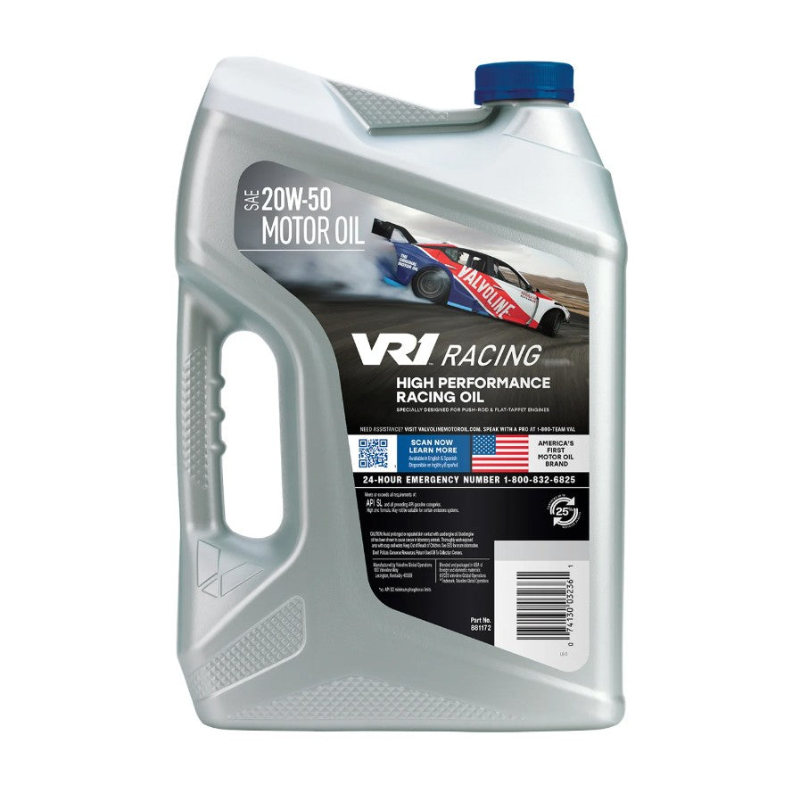 Valvoline Oil, VR1 Racing Oil, SAE 20W-50, 5 qt Jug - 881172