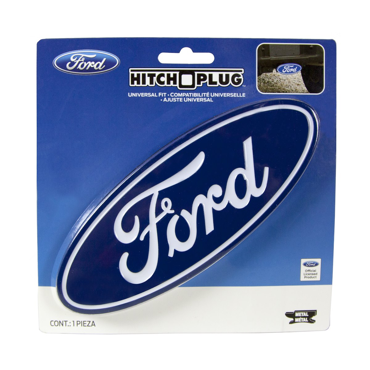 Plasticolor Trailer Hitch Cover, Fits 2 in Receiver, Blue/Chrome Plated - 002236