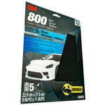 3M Sandpaper, P800 Grit, 9 in x 11 in, Aluminum Oxide, Pack of 5 - 32035