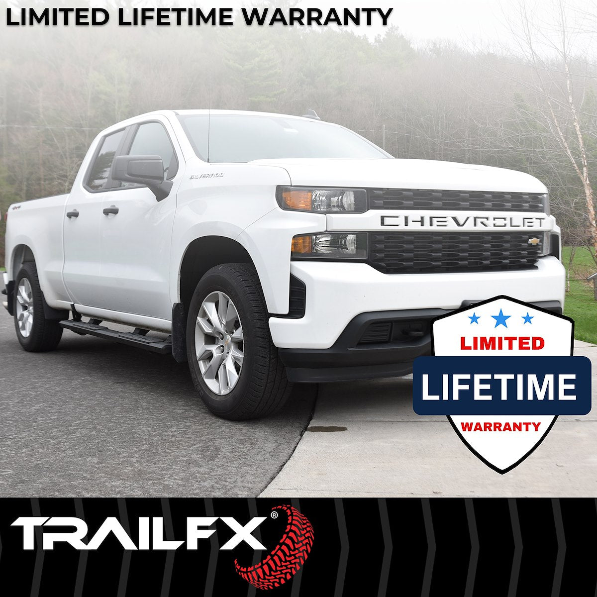 TrailFX Nerf Bar, TrailFX A4 Series, 4-1/2 in Hexagonal Straight, Titanium Black - AL4002B