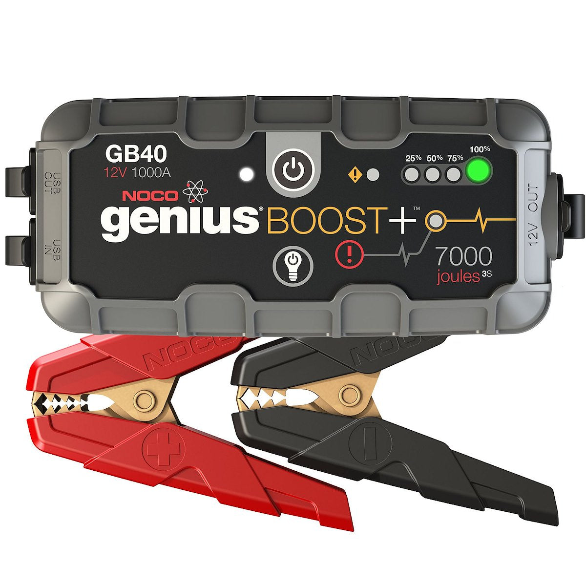 NOCO Battery Jump Starter, 24 Watt Hours Capacity Lithium-Ion Battery, 1000 Peak amp, Up To 20 Jump Starts Per Charge - GB40