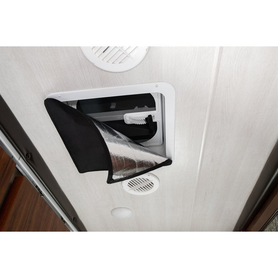 Camco Roof Vent Insulation, For 14 in x 14 in Vents, 16-1/4 in Length x 16-1/4 in Width, Black Nylon Ripstop And Silver Reflective Backing - 45149