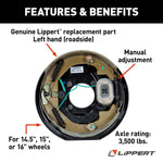 Lippert Trailer Brake Assembly, Replaces Lippert Assembly 10 in Diameter x 2-1/4 in Width, 3500 lb Axle Capacity - 297956