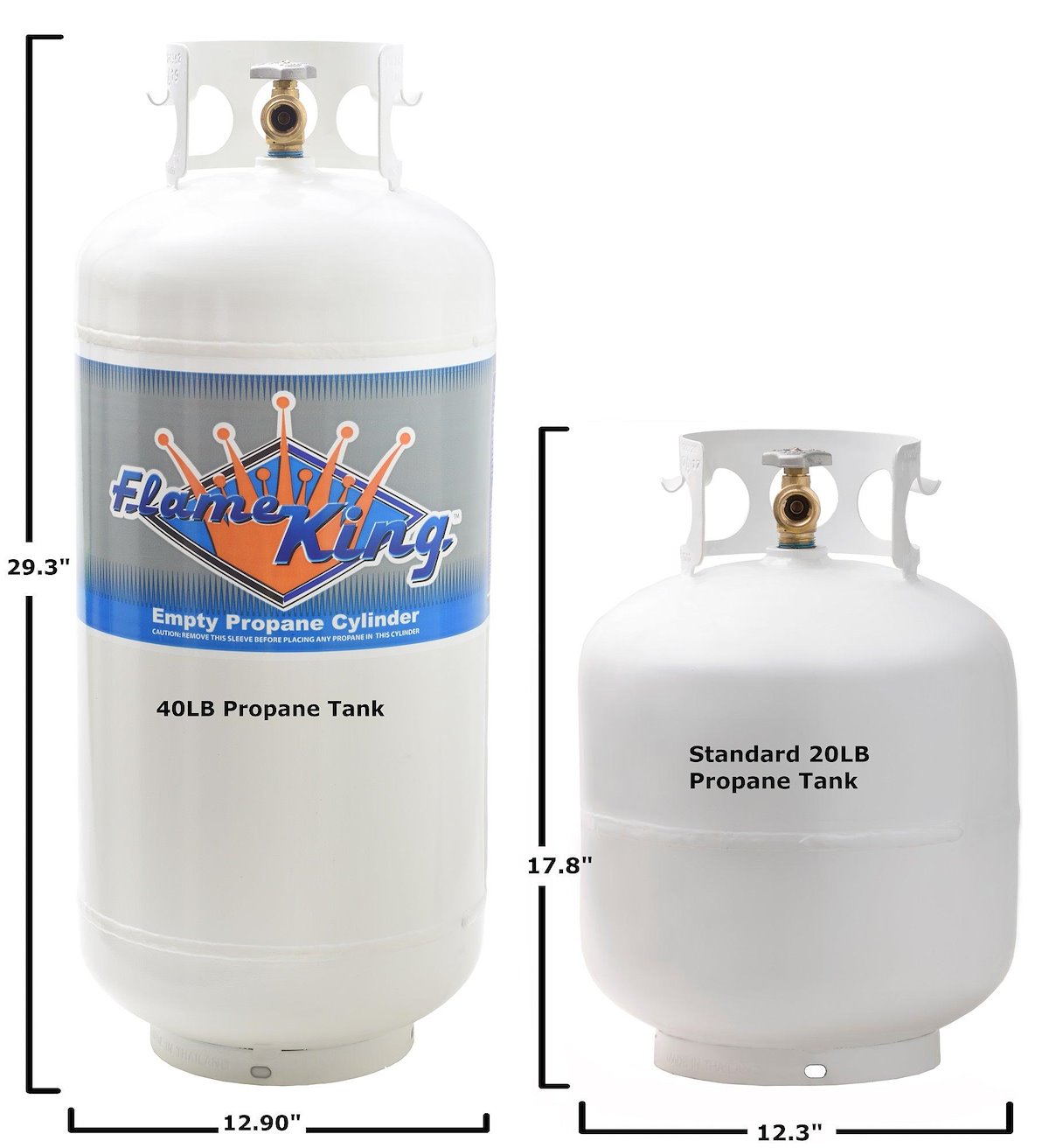 Flame King Propane Tank, 40 lb Capacity, 29.3 in Height x 12.3 in Diameter, 6.5 in Collar Diameter - YSN401
