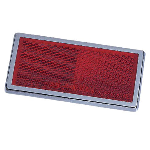 Hopkins MFG Reflector, 3-1/2 in Width x 1-3/4 in Height, Red, Chrome Bezel - 168SR
