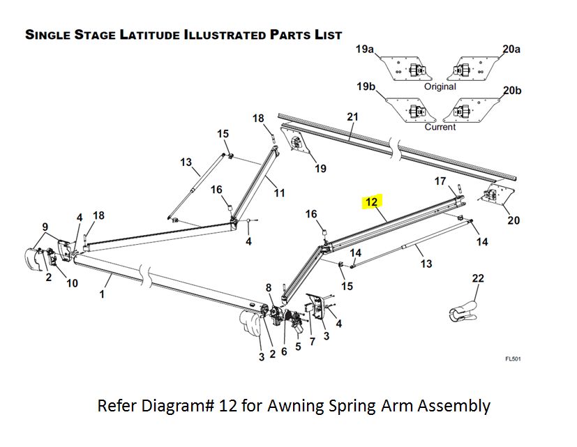 Carefree RV Awning Arm, White - R001787-005